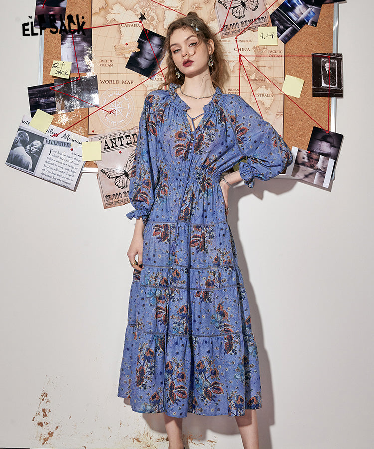 
                  
                    ELFSACK Blue French Floral Dresses
                  
                