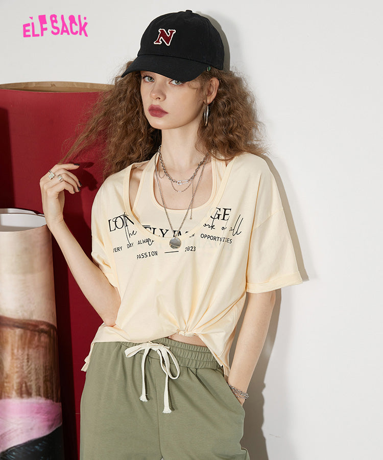 
                  
                    ELFSACK Two Piece Suit Loose Short Sleeve T-Shirts
                  
                