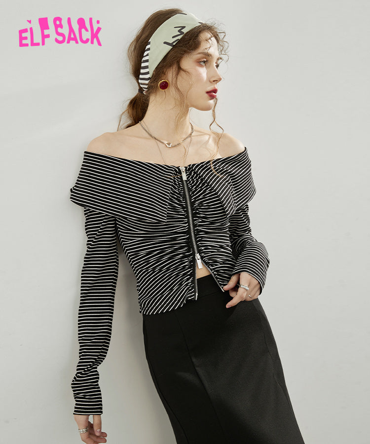 
                  
                    ELFSACK Long Sleeve Casual Striped T-shirts
                  
                