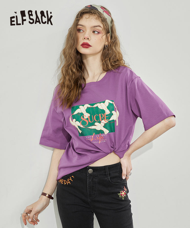 
                  
                    ELFSACK Vintage Printed Cotton T-Shirts
                  
                
