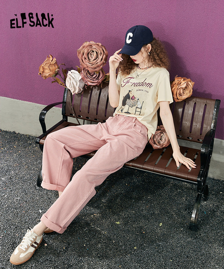 
                  
                    ELFSACK Pink Straight Jeans
                  
                