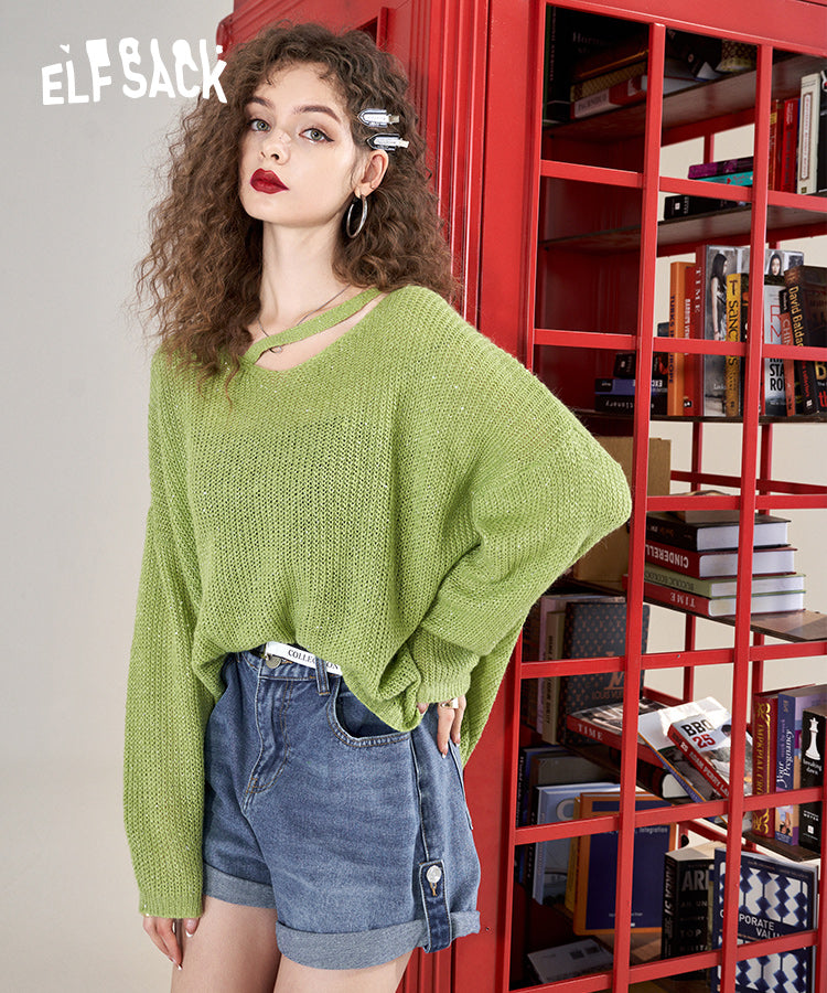 
                  
                    ELFSACK Spring Long Sleeve Loose Pullover Knitwears
                  
                