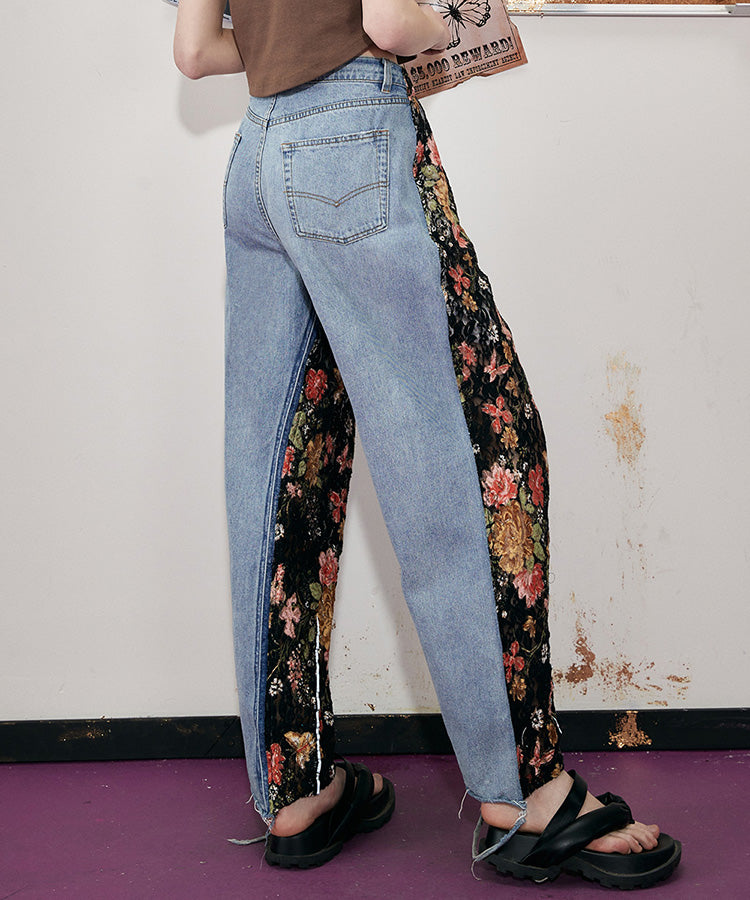 
                  
                    ELFSACK Spliced Lace Wide Leg Jeans
                  
                