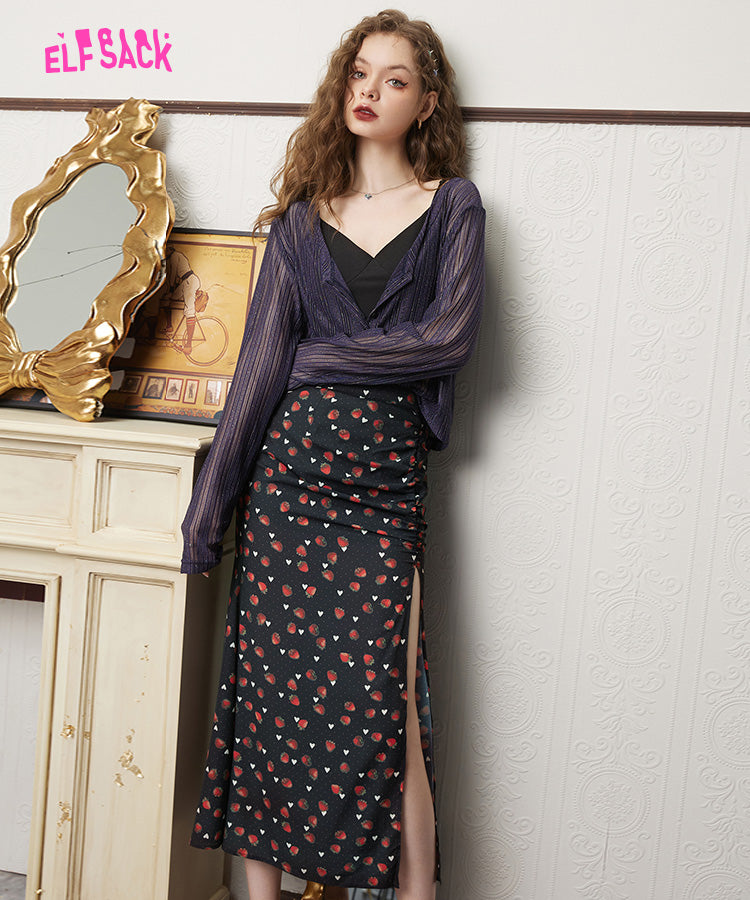 
                  
                    ELFSACK Black Chiffon Split Skirts
                  
                