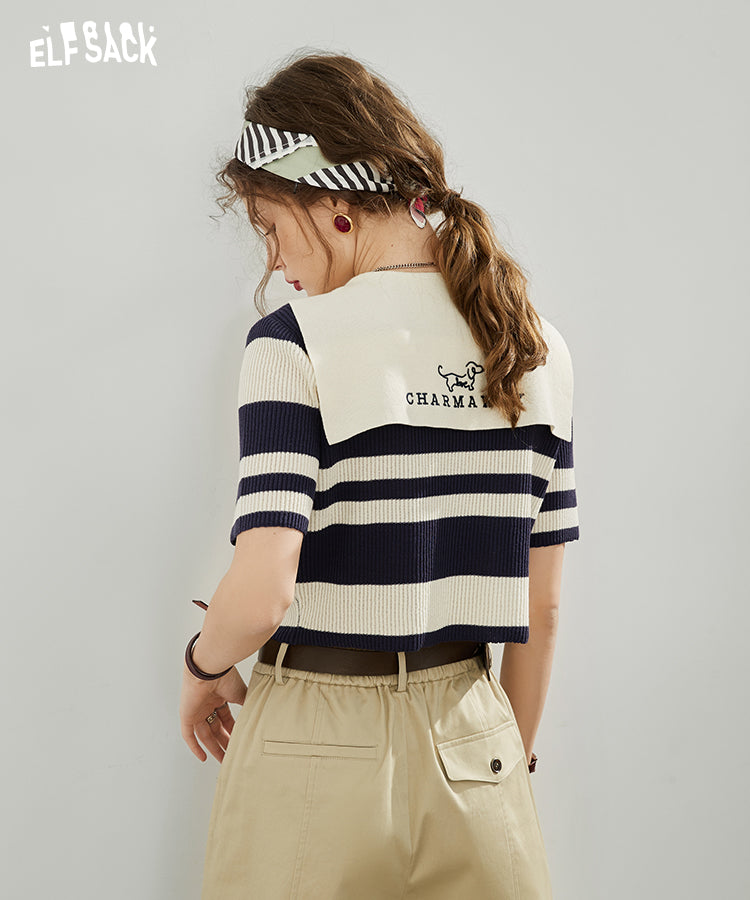 
                  
                    ELFSACK Short Sleeve French Striped Knitwears
                  
                