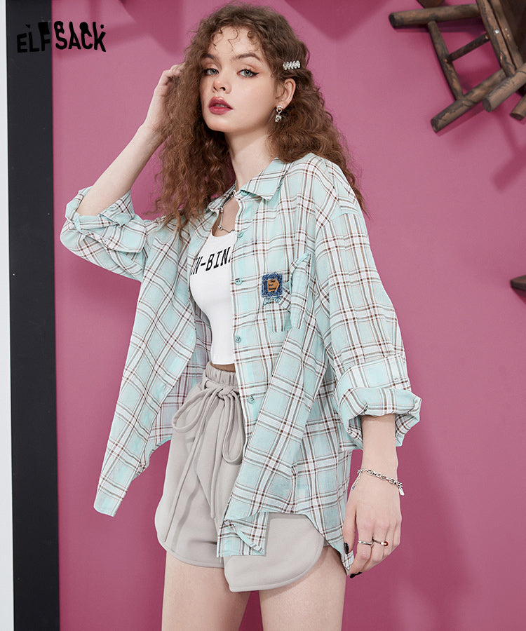 
                  
                    ELFSACK Plaid Long Sloove Blouses
                  
                