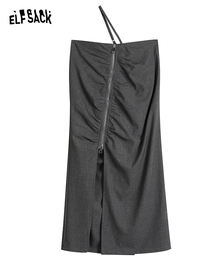 
                  
                    ELFSACK Gray Fold Split Skirts
                  
                