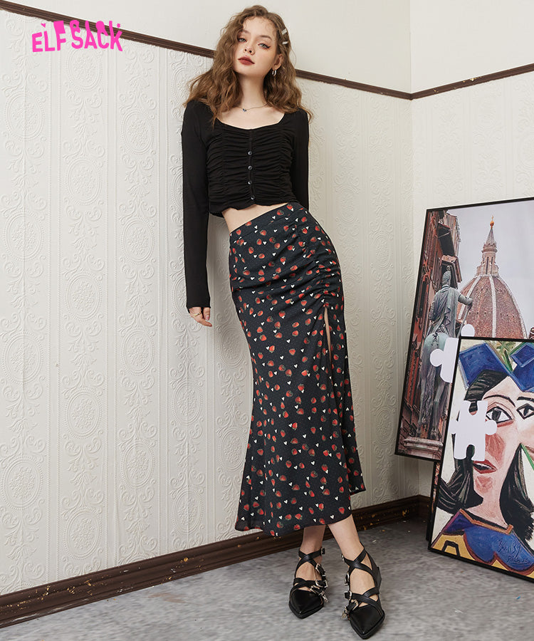 
                  
                    ELFSACK Black Chiffon Split Skirts
                  
                