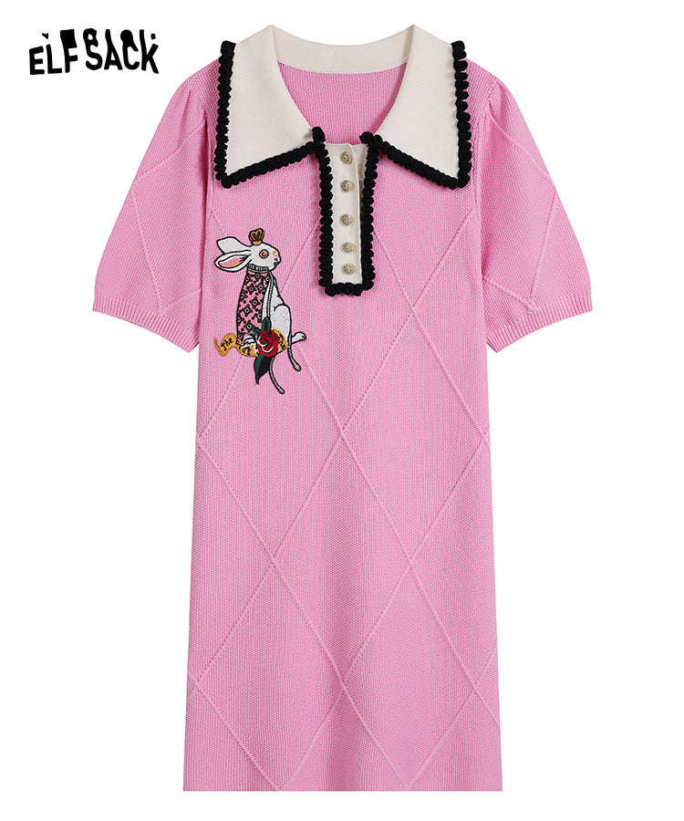 
                  
                    ELFSACK Pink Ice Silk Polo Dresses
                  
                