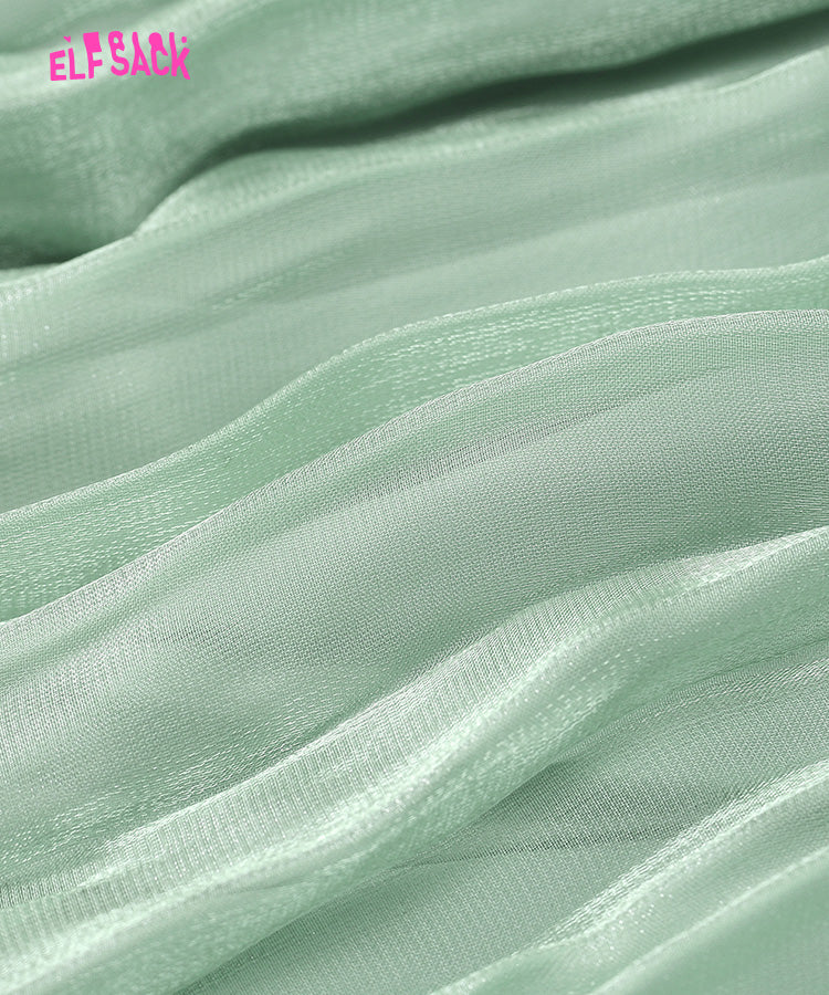 
                  
                    ELFSACK Mid-length High Waist Green Organza Skirts
                  
                