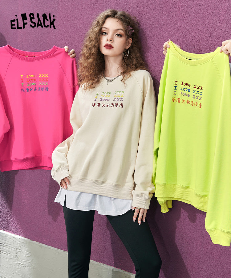 
                  
                    ELFSACK Letter Embroidered Long Sleeve Hoodies
                  
                
