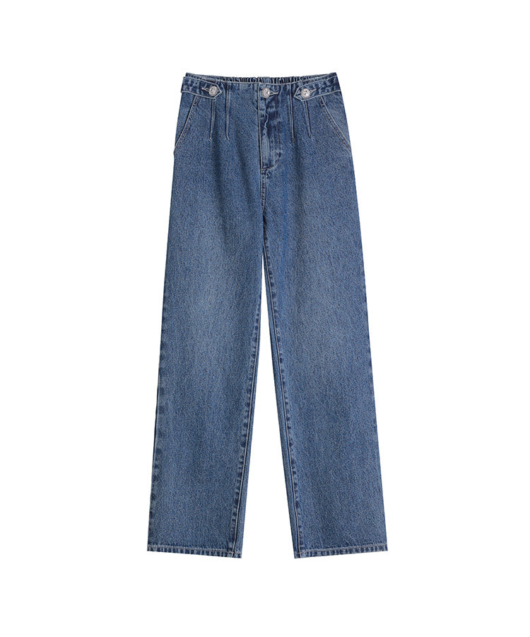 
                  
                    ELFSACK Blue High Waist Straight Jeans
                  
                