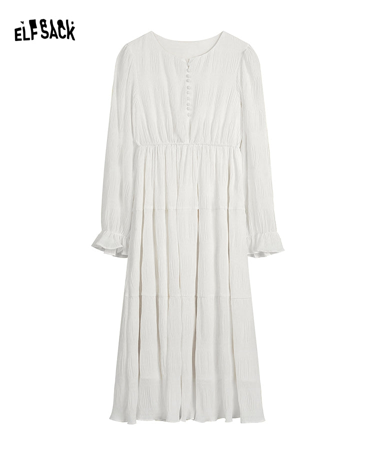 
                  
                    ELFSACK White Folds Chiffon Dresses
                  
                