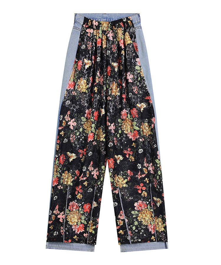 
                  
                    ELFSACK Spliced Lace Wide Leg Jeans
                  
                