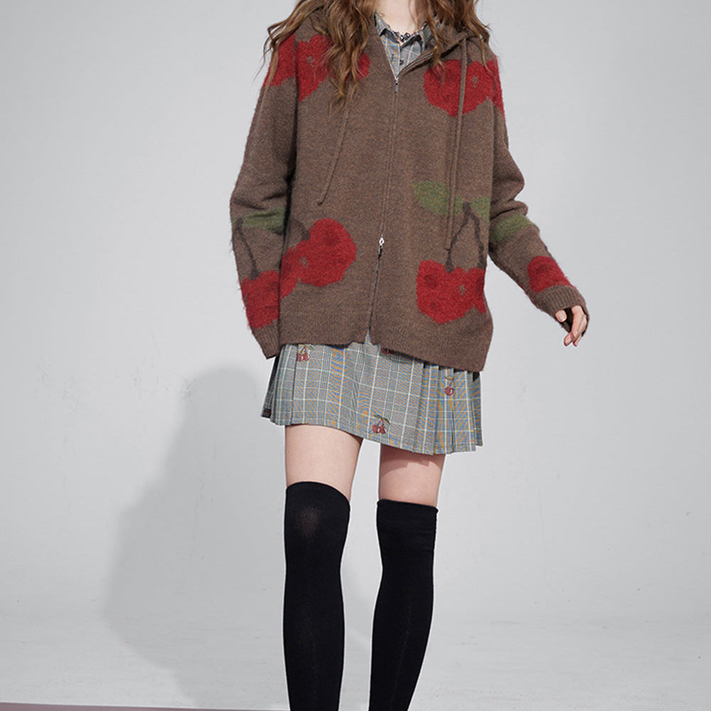 
                  
                    ELFSACK Cherry Plaid Dress Woman 2023 Winter New Korean Fashion Long Sleeve Dress
                  
                