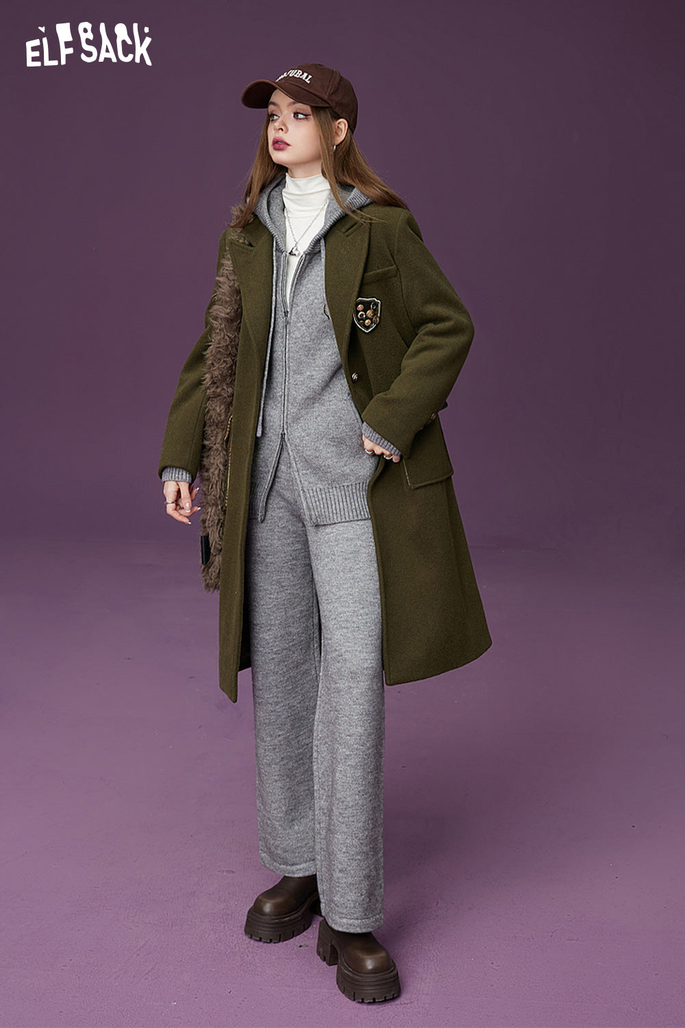 
                  
                    ELFSACK Trouser Suits Knitwears Woman 2023 Autumn/Winter Loose Long Sleeve Casual Outwears
                  
                