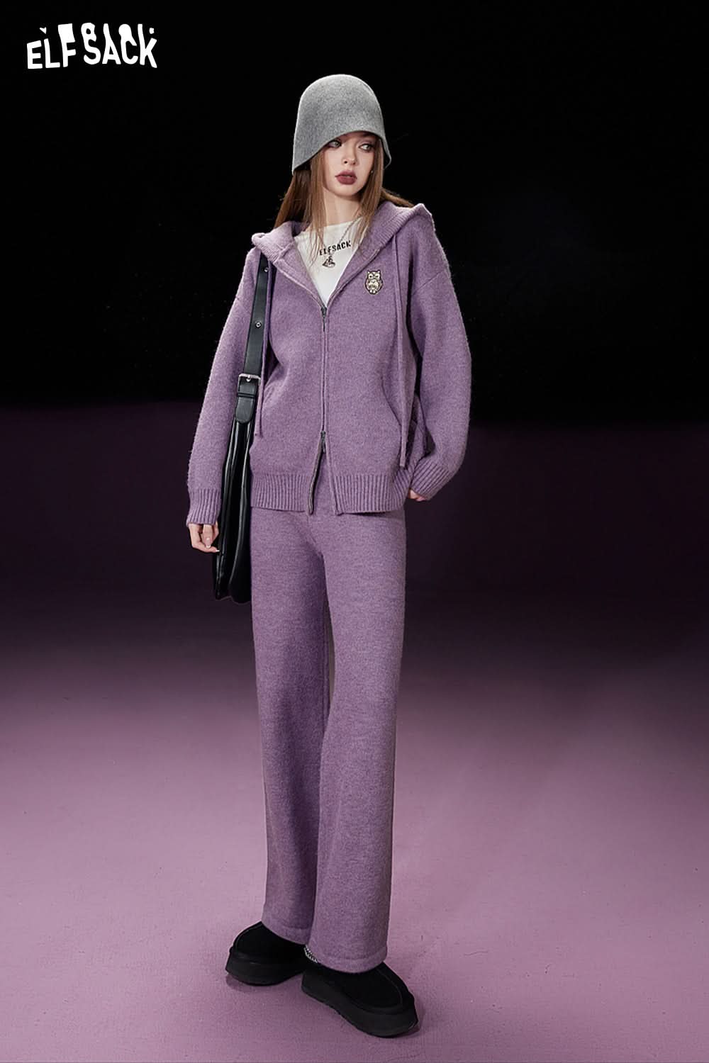 ELFSACK Trouser Suits Knitwears Woman Loose Long Sleeve Casual Outwears