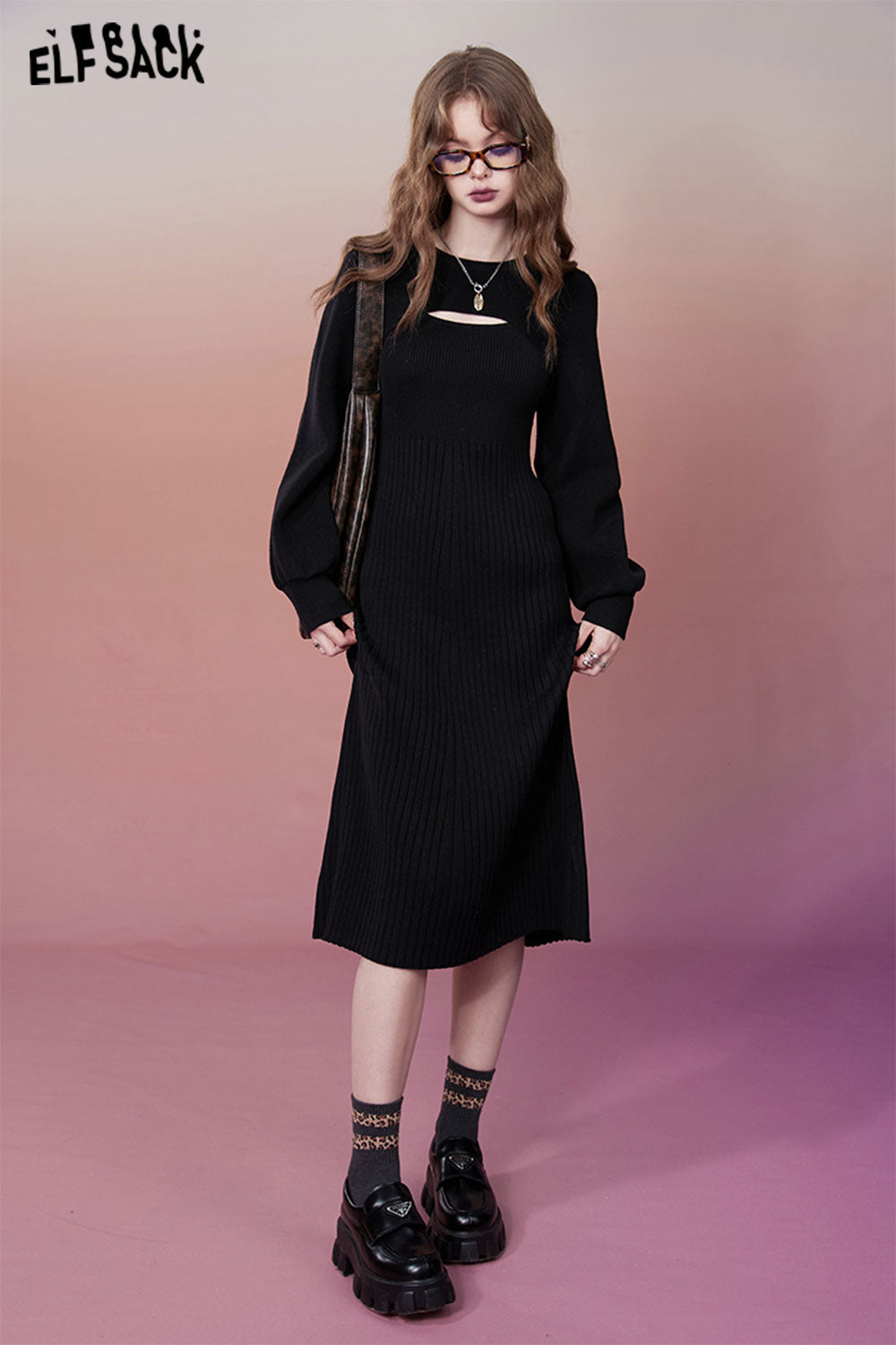 
                  
                    ELFSACK French Style Dresses Sets Woman 2023 Winter Slim Long Sleeve Luxury Elegant Dress
                  
                