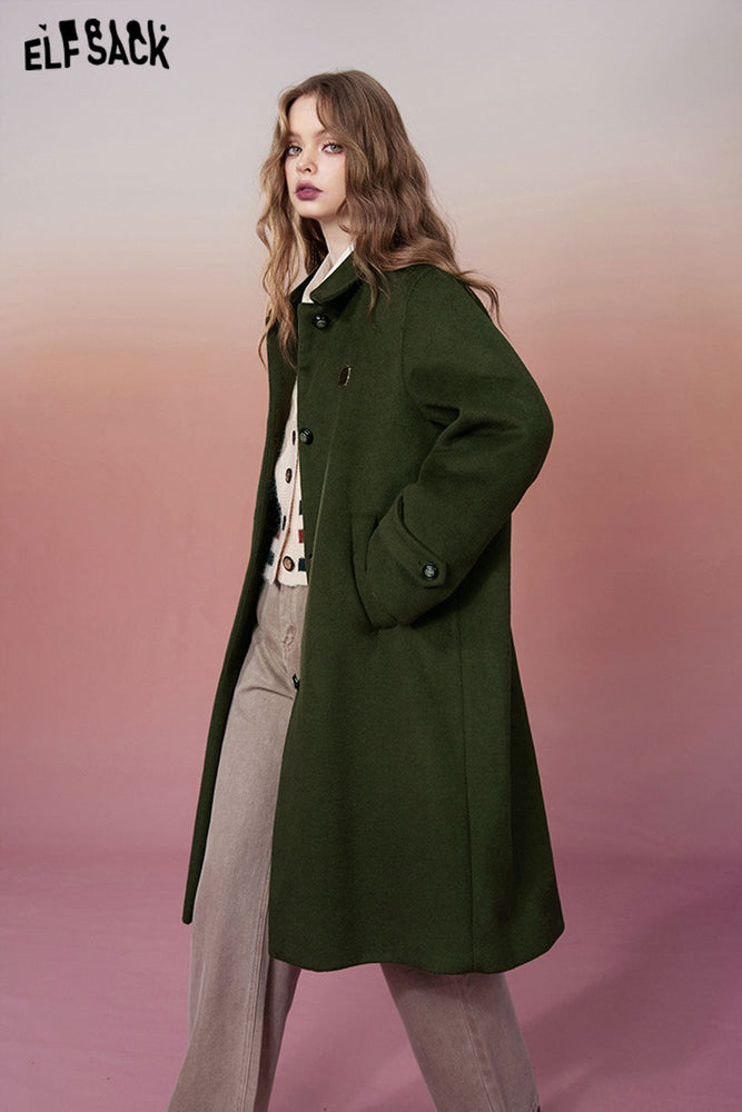 
                  
                    ELFSACK 2000s Retro Wool Coats Women 2023 Winter New Plus Size Elegant Mid-length Outwears
                  
                