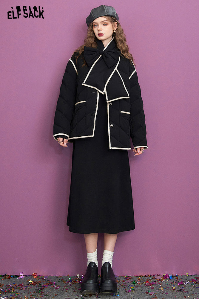 
                  
                    ELFSACK Warm Down Coats Women 2023 Winter Elegant Bow Scarf Jackets
                  
                
