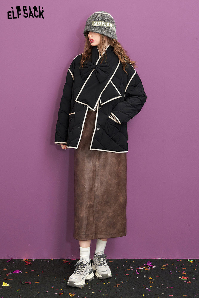 
                  
                    ELFSACK Warm Down Coats Women 2023 Winter Elegant Bow Scarf Jackets
                  
                