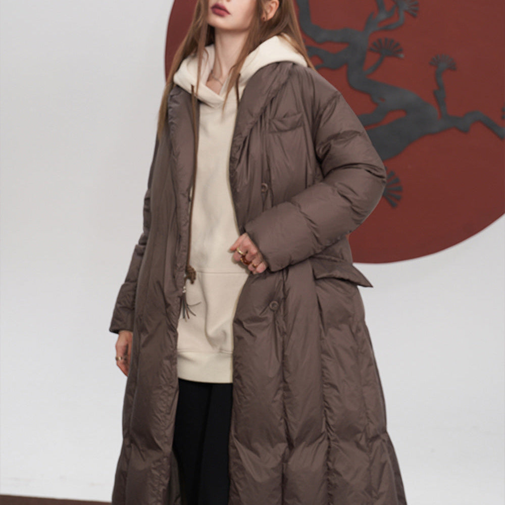 
                  
                    ELFSACK Solid Pure Long Down Jacket Women 2023 Winter Warm Coats
                  
                