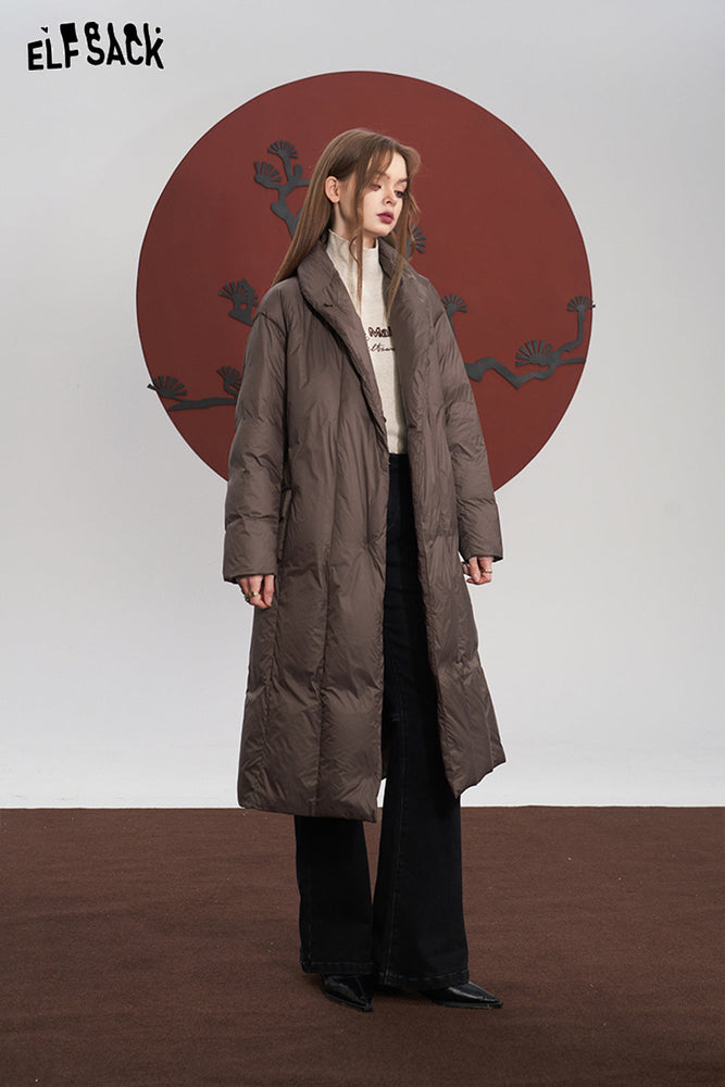 
                  
                    ELFSACK Solid Pure Long Down Jacket Women 2023 Winter Warm Coats
                  
                