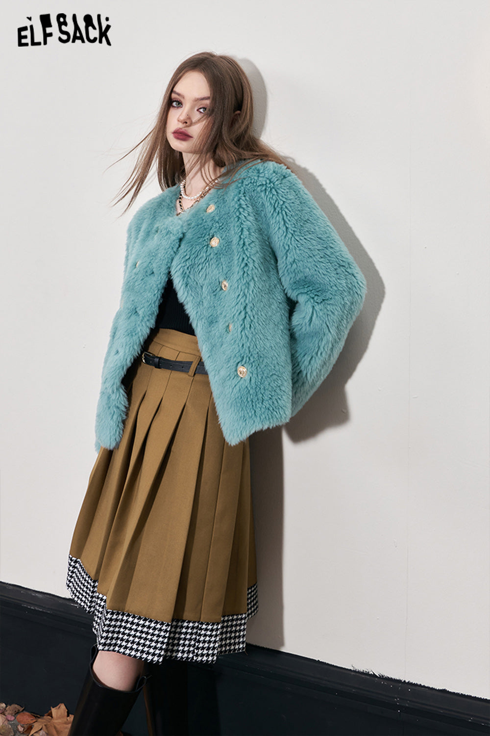 ELFSACK Free Belt Mid-lengh Skirts Women Luxury Elegant Bottom