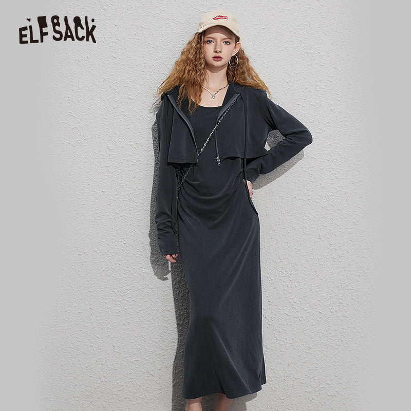 
                  
                    ELFSACK Two Piece Suit Slip Dress Women 2023 Autumn Long Sleeve Elegant Dresses
                  
                